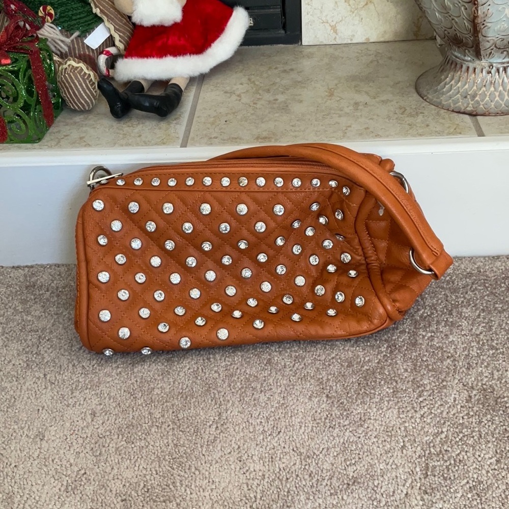 💚NEW ITEM💚 VINTAGE RUST/ORANGE CRYSTAL STUDDED PURSE